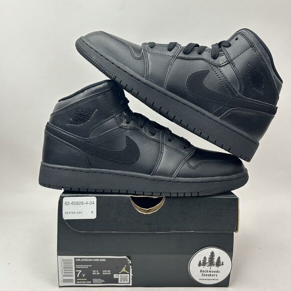 Nike Shoes Air Jordan 1 Mid GS “Deep Black Nubuck...